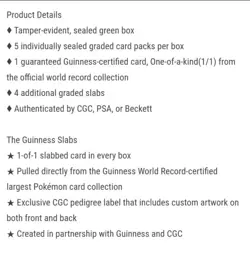 WORLD RECORD BREAKS: GUINNESS POKEMON BOX (5 SLABS INCLUDING 1/1 CERTIFIED PER) - Image 3