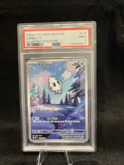 2025 POKEMON WHT EN-WHITE FLARE ILLUSTRATION RARE #111 VANILLITE PSA 9 - Image 1
