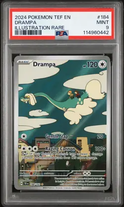2024 POKEMON TEF EN-TEMPORAL FORCES ILLUSTRATION RARE #184 DRAMPA PSA 9 - Image 1