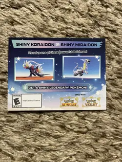 Pokemon Scarlet And Violet Serial Codes Shiny Koraidon or Miraidon UNSCRATCHED! - Image 1