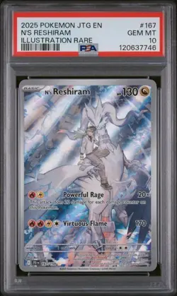 2025 POKEMON JTG EN-JOURNEY TOGETHER ILLUSTRATION RARE #167 N'S RESHIRAM PSA 10 - Image 1