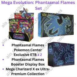 Phantasmal Flames: Pokemon Center ETB x2+Booster Box+Mega Charizard UPC PREORDER - Image 1