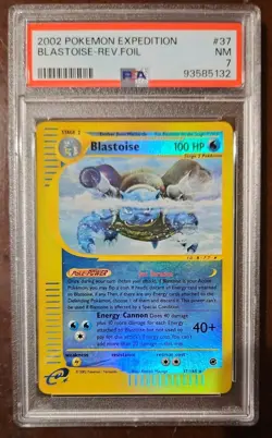 2002 Pokemon BLASTOISE #37/165 Expedition - Reversed Holo English PSA 7 - Image 1
