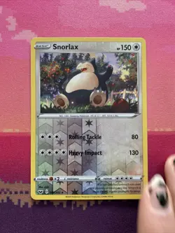 Pokemon Card Snorlax Sword & Shield Reverse Holo Rare 140/202 Near Mint - Image 1