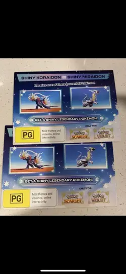 2x Shiny Koraidon & Miraidon Pokemon Scarlet Violet Code Card - Gamestop - Image 1