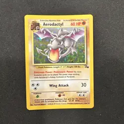 Pokemon TCG English LP Aerodactyl 1/62 Fossil Holo Rare Vintage Card WOTC - Image 1
