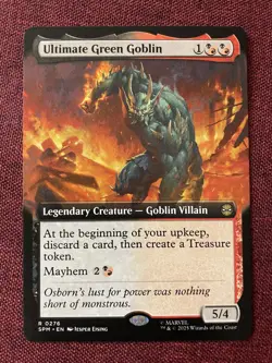Ultimate Green Goblin EXTENDED NM/M MTG Spiderman Magic Card - Image 1