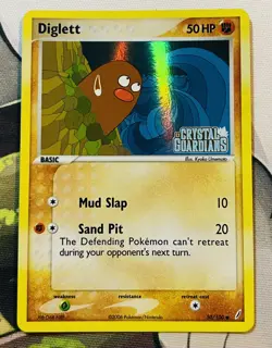 Diglett 50/100 Common Crystal Guardians Holo Stamped Pokemon Card - Image 2