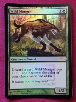 Magic The Gathering FRIDAY NIGHT MAGIC PROMOS FOIL WILD MONGREL green card MTG - Image 1