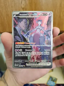 Pokemon TCG Destined Rivals English Holo Foil Full Art Team Rockets Mewtwo Card - Image 1