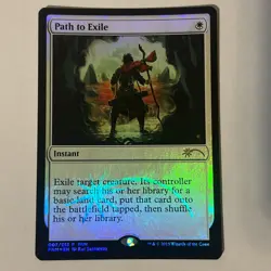 MTG Path to Exile Magic the Gathering Foil White 2015 FNM Promo Card - Image 1