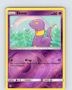 Pokemon TCG Ekans S&M Hidden Fates 25/68 Reverse Holo Common Card NM - Image 1