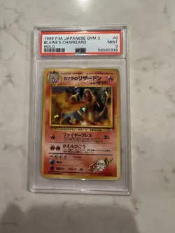 1999 Pokemon P.M. Japanese Gym 2 #6 Blaine's Charizard Holo Card PSA 9 Mint - Image 1