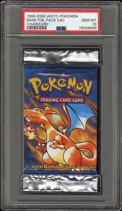 1999-2000 Pokemon Base Set UK CHARIZARD Booster Pack - PSA 10 GEM MINT LOW POP - Image 1
