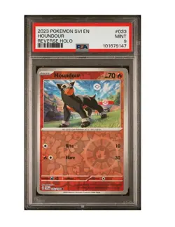 PSA 9 Mint 2023 POKEMON SVI EN-SCARLET & VIOLET #033 HOUNDOUR REVERSE HOLO - Image 1