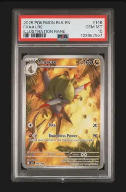 Pokemon GRADED 2025 Fraxure 146 Black Bolt Illustration Rare PSA 10 GEM MINT - Image 1