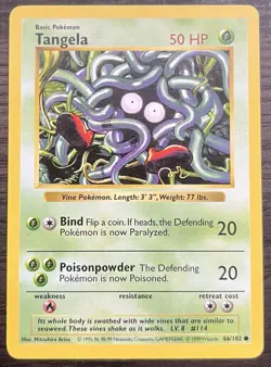 Shadowless Tangela 66/102 Pokemon TCG WOTC Base Set MINT - Image 3