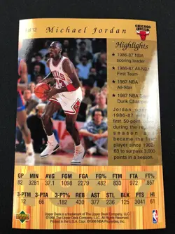 UPPER DECK MICHAEL JORDAN GOLD SERIES OVERSIZED CARD! 1987 - Image 2