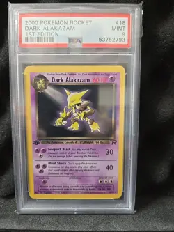 Pokemon Dark Alakazam 1st Edition Non-Holo Card 18/82 PSA 9 Mint - Image 1