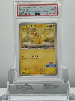 PSA 9 Pikachu 242/SV-P 2025 Illustration Contest 2024 Promo Pokemon Card JP - Image 1