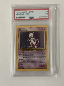 1999 Pokemon TCG Mewtwo Base Set Holo Unlimited Holo Rare Card 10/102 PSA 7 - Image 1