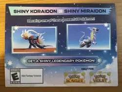 Shiny Koraidon & Miraidon Pokemon Scarlet Violet Code Card Unscratched- Gamestop - Image 1