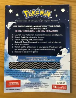 Shiny Koraidon & Miraidon Pokemon Scarlet Violet Code Card Unscratched- Gamestop - Image 2