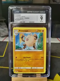 ERROR MISCUT O/C CGC 9 MINT Primeape Pokemon Fusion Strike TCG Card 134/264 - Image 1