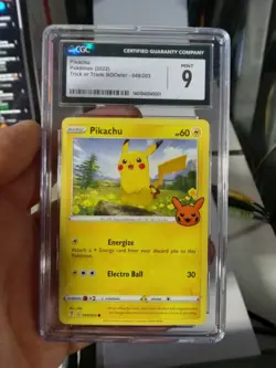 CGC 9 MINT Pikachu 049/203 PROMO Trick or Trade Halloween Pokemon Card 2022 - Image 1