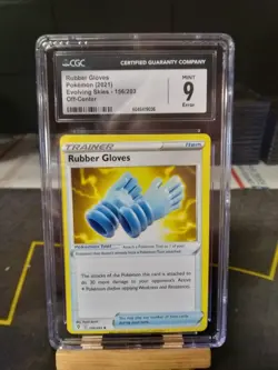 ERROR O/C MISCUT CGC 9 Pokemon Evolving Skies Rubber Gloves Trainer Card 156/203 - Image 1