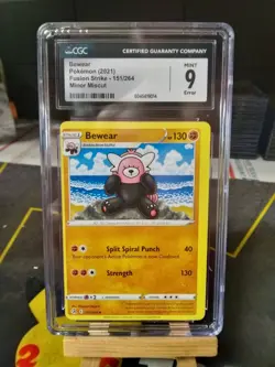 ERROR MISCUT O/C CGC 9 MINT Pokemon Fusion Strike Bewear Card 151/264 - Image 1