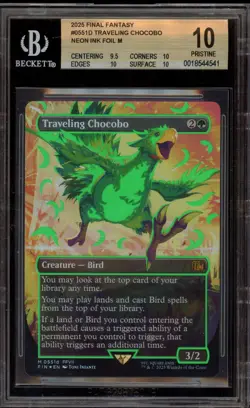 Magic MTG Traveling Chocobo Final Fantasy Neon Ink Green Foil #0551d BGS 10 - Image 1