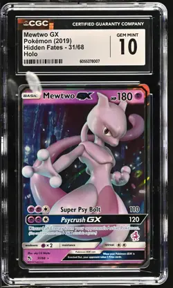 MEWTWO GX Hidden Fates Holo Rare #31 CGC 10 Gem Mint Pokemon [Nostalgium] - Image 1