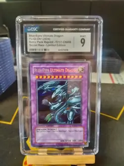CGC 9 MINT 2024 Yugioh Reprint Blue-Eyes Ultimate Dragon Secret Rare RP01-EN000 - Image 1