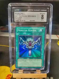 ERROR MISCUT O/C OFF CENTER 2024 YUGIOH MONSTER REBORN RP01-EN016 CGC 8 - Image 1