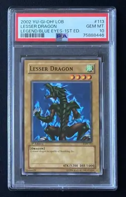 PSA 10 YUGIOH Lesser Dragon 1st Ed Legend of Blue Eyes White Dragon LOB - Image 1