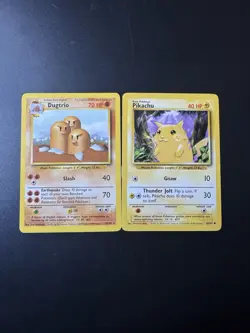 Pokemon Card Lot - Dugtrio 9/102 Base Set (1999) + Pikachu 58/102 Base Set - Image 1
