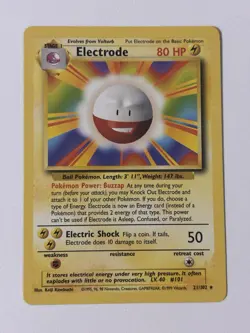 1999 Pokemon Base Set Electrode Unlimited Non-Holo Rare Card 21/102 LP - Image 1