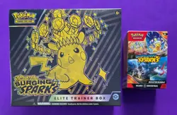 Pokemon Scarlet & Violet Surging Sparks ETB Box +32 Bonus Cards - Image 1