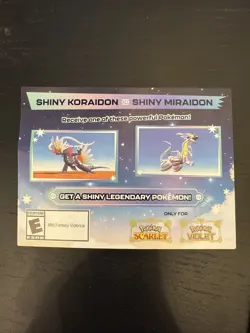 Shiny Miraidon Koraidon Code GameStop Pokemon - Physical PROMO Card- Unused Code - Image 1