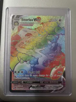 Pokemon TCG Snorlax VMAX Sword & Shield Holo Card 206/202 Secret Rare Rainbow - Image 1