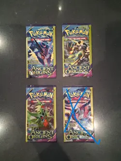 3x 2015 POKEMON XY ANCIENT ORIGINS 3 Card Mini Booster Pack - Image 1
