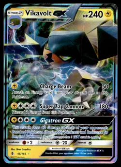 Vikavolt GX 45/145 Pokemon Card Guardians Rising Ultra Rare Holo Full Art LP Y11 - Image 1