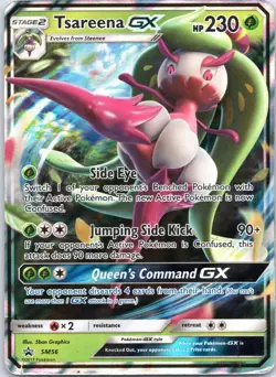 Tsareena GX SM56 Sun & Moon Holo Black Star Promo Pokemon Card Grass Type - Image 1