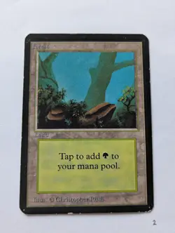 WOTC MTG Vintage Alpha Edition Land Forest V2 (MP) CCG Magic the Gathering. - Image 1