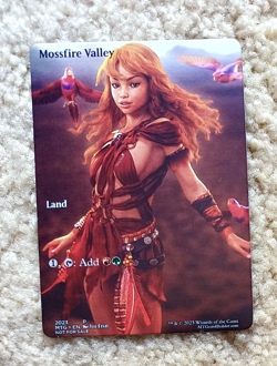 MOSSFIRE VALLEY : altered-art card for use with MTG : very sexy redhead babe! - Image 1