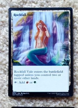 ROCKFALL VALE : altered-art card for use with MTG : with sexy, redhead mermaid! - Image 1