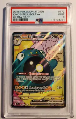 2025 POKEMON JTG EN-JOURNEY TOGETHER ULTRA RARE #172 IONO'S BELLIBOLT EX PSA 9 - Image 1