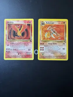 Pokemon Card Lot - Moltres 27/62 + Kabutops 24/62 - Fossil Set 1999 - Image 1