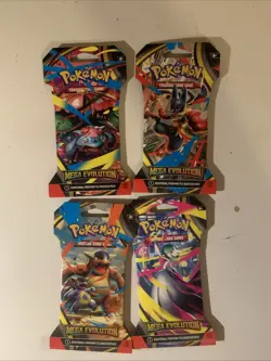 Pokemon TCG (4) Mega Evolutions Sleeved Booster Packs - Full Art Set - Image 1